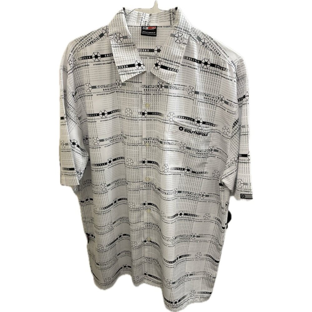 Vtg Southpole Shirt Mens XL White All Over Print Hip Hop Skater Streetwear Y2K